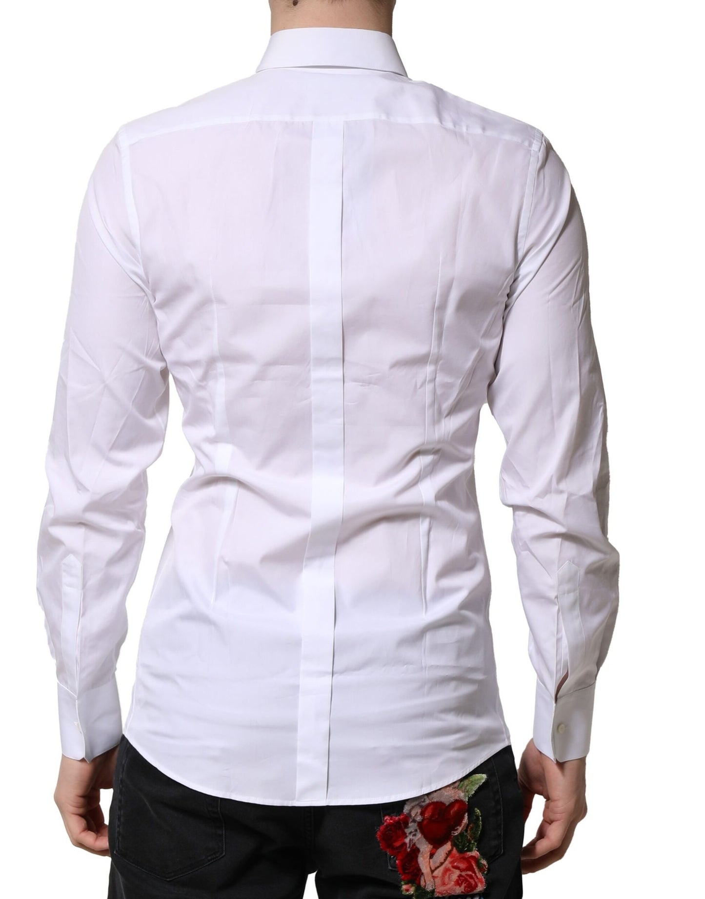 Camisa formal de vestir para hombre de manga larga en color blanco dorado