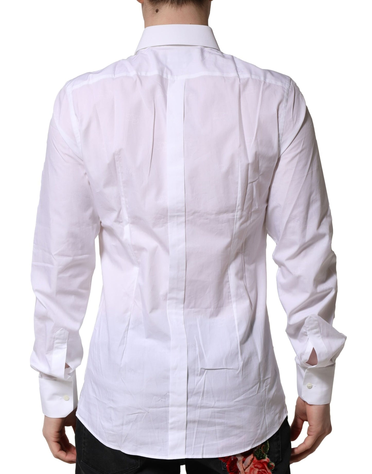 Camisa formal de manga larga blanca dorada