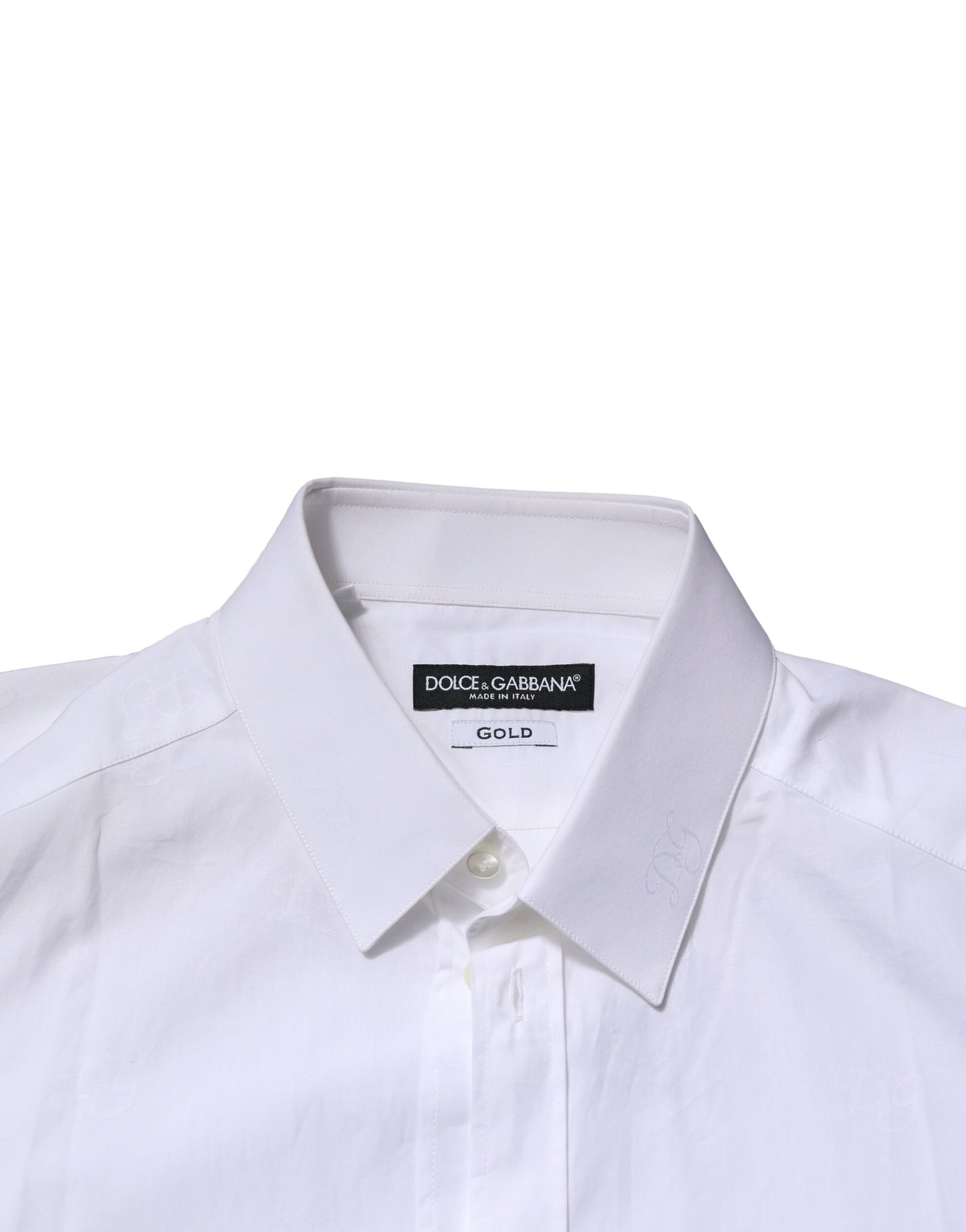 Camisa formal de manga larga blanca dorada
