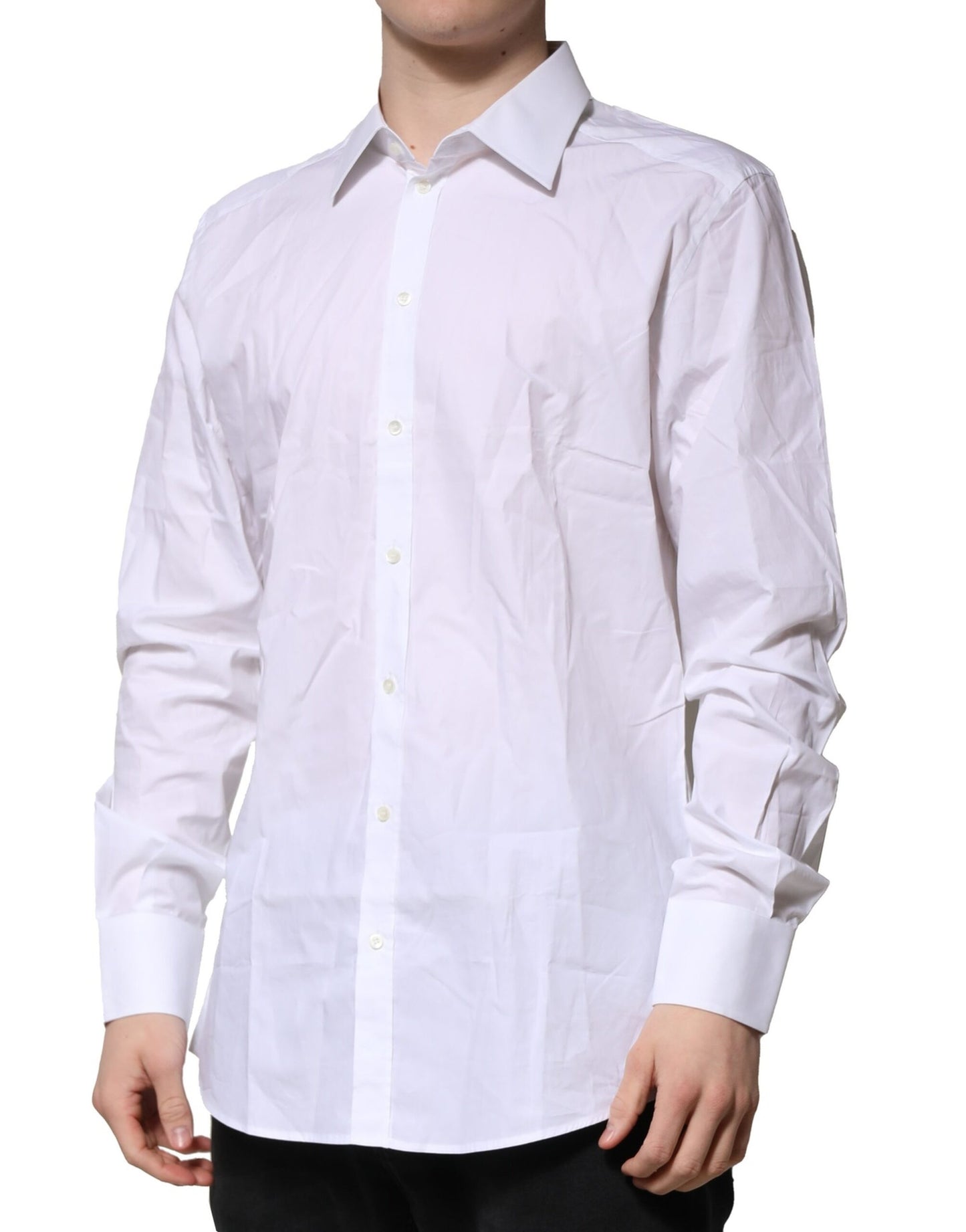 Camisa formal de manga larga blanca dorada