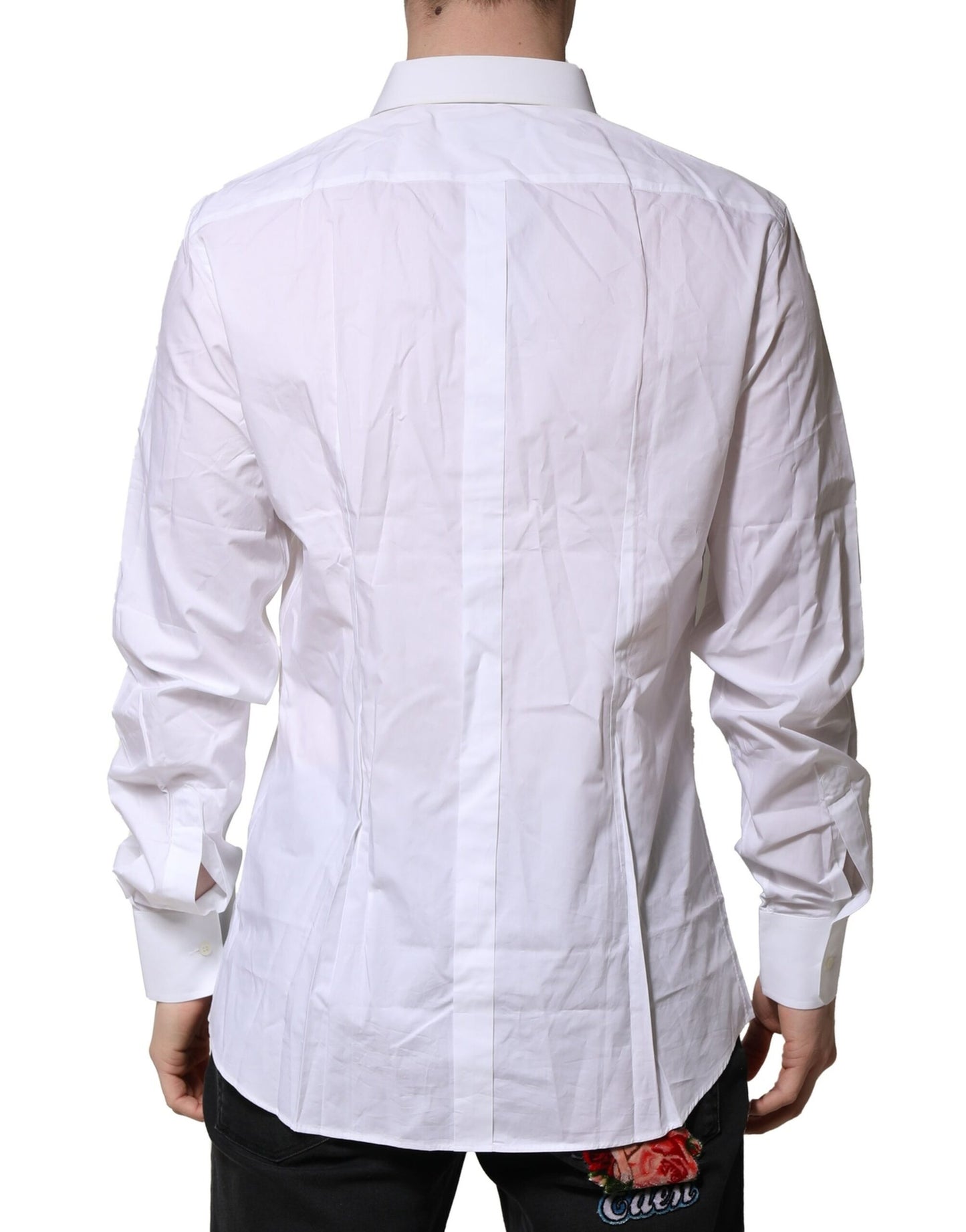 Camisa formal de manga larga blanca dorada