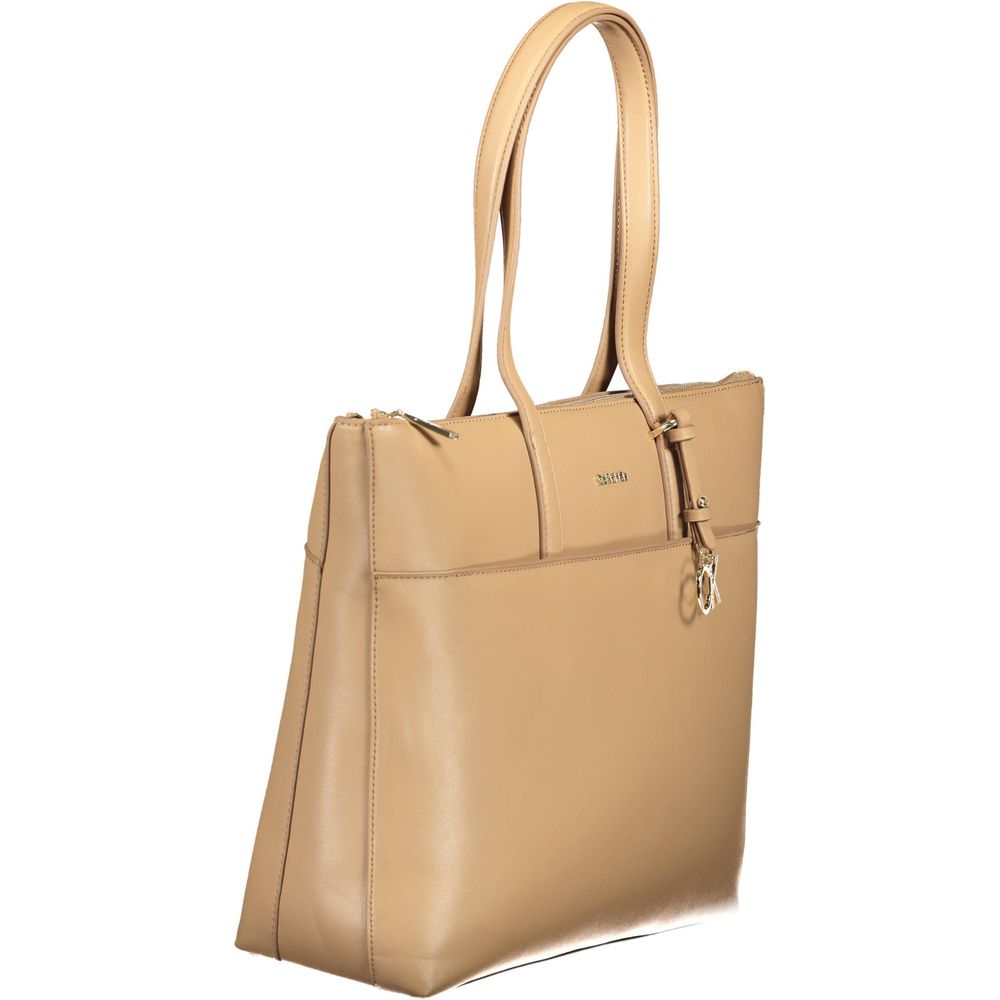Sac à main femme en polyester beige