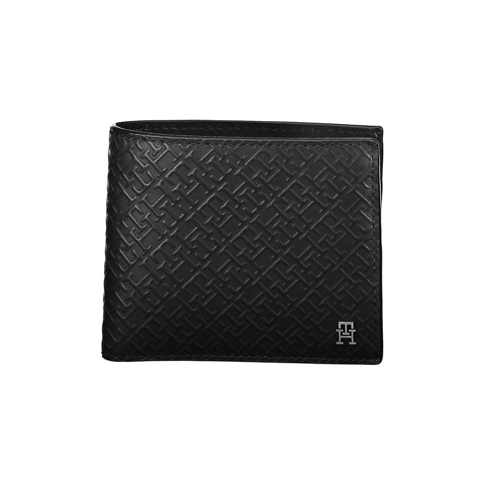 Portefeuille élégant en cuir noir à compartiments multiples