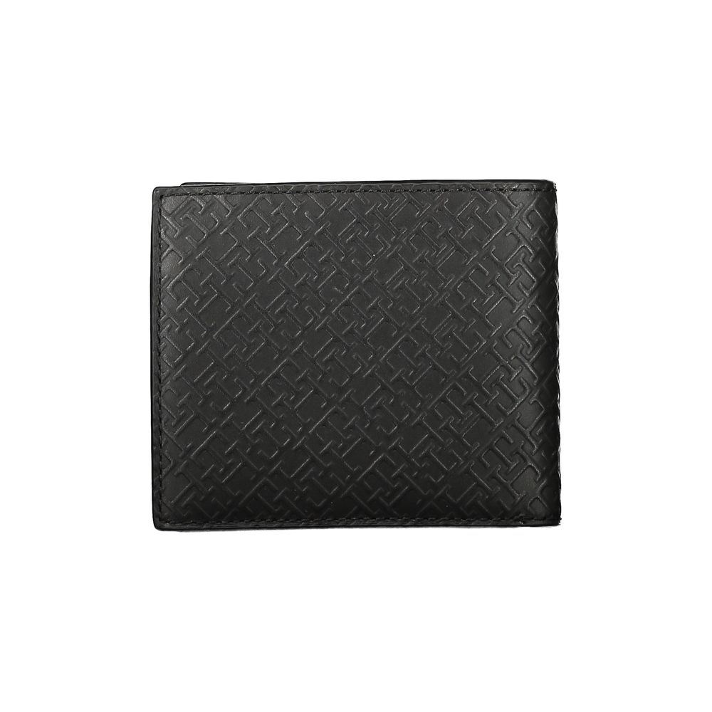 Portefeuille élégant en cuir noir à compartiments multiples