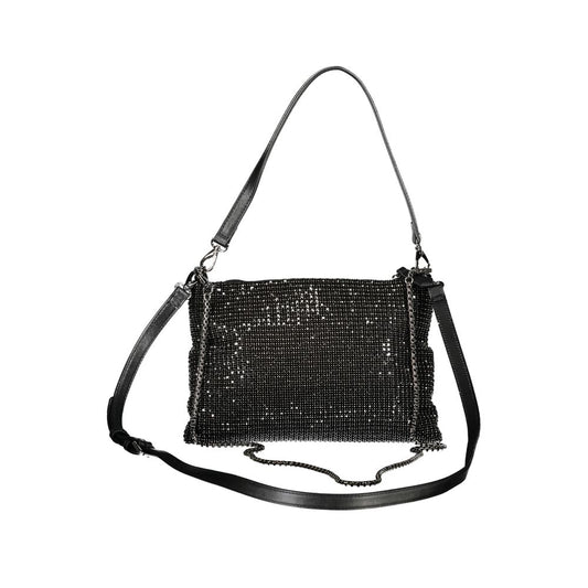 Sac à main noir en polyester pour femme avec détails en strass