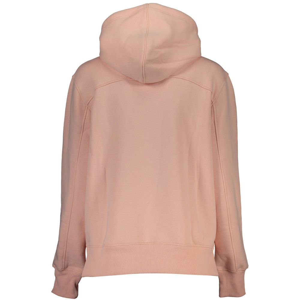 Sudadera elegante de polar rosa con capucha y logotipo bordado