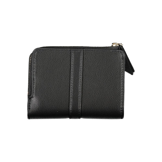 Cartera elegante negra con cremallera y monedero