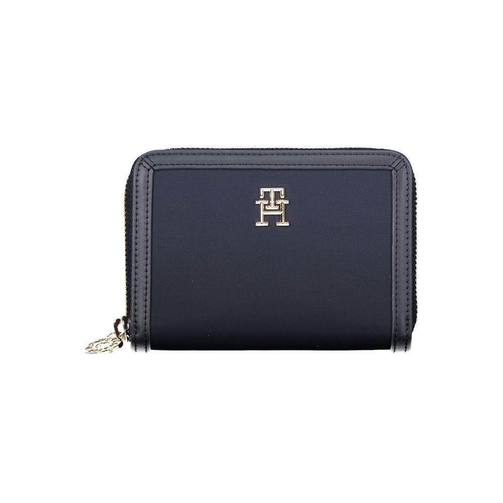 Cartera azul elegante con múltiples compartimentos