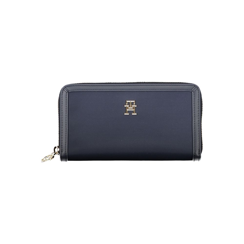 Cartera elegante y sostenible azul con cremallera de seguridad