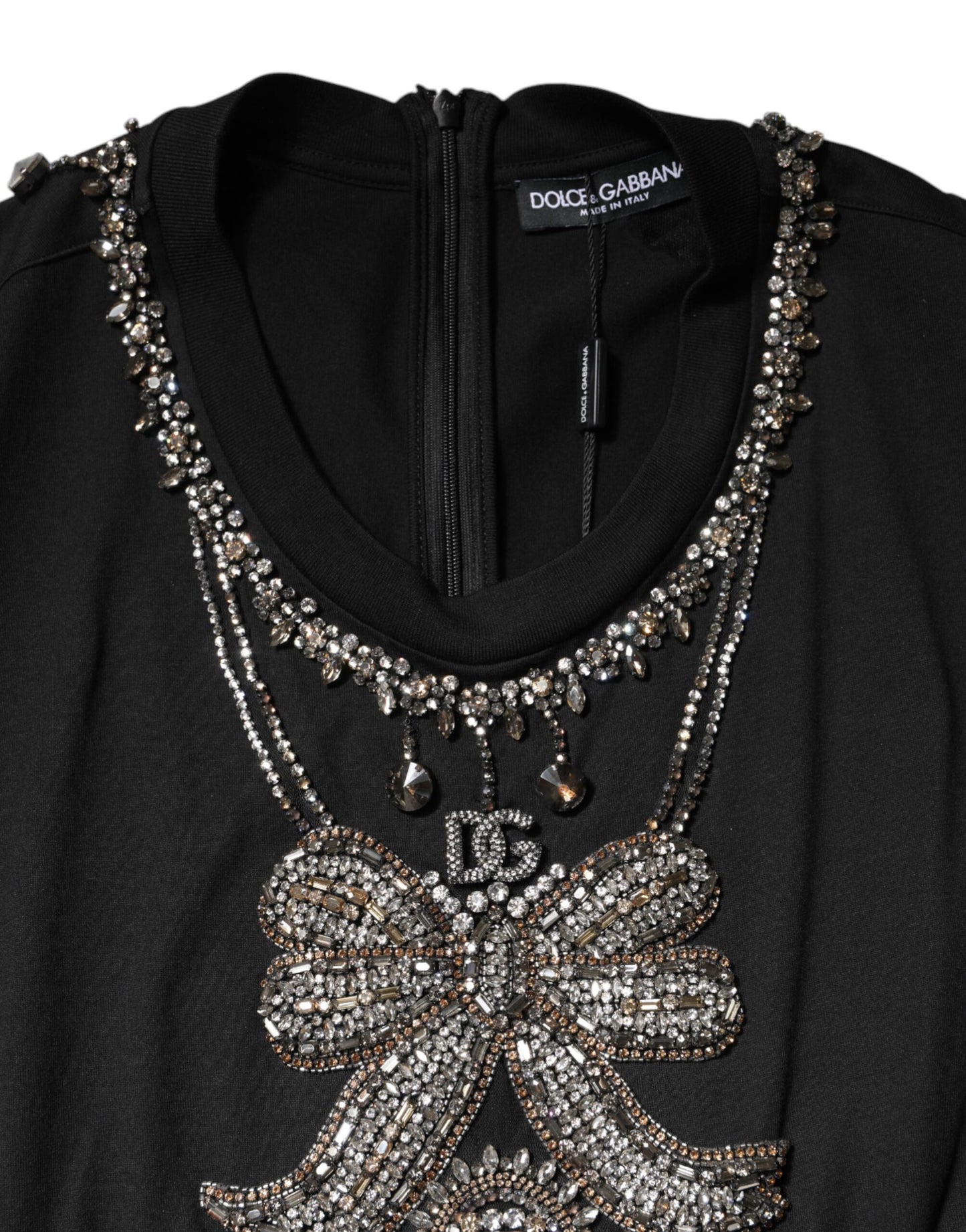 Camiseta sin mangas de algodón negro adornada con diamantes de imitación