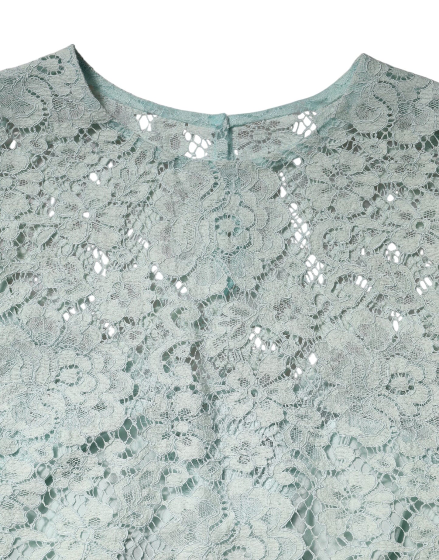 Blusa de algodón con encaje floral verde menta