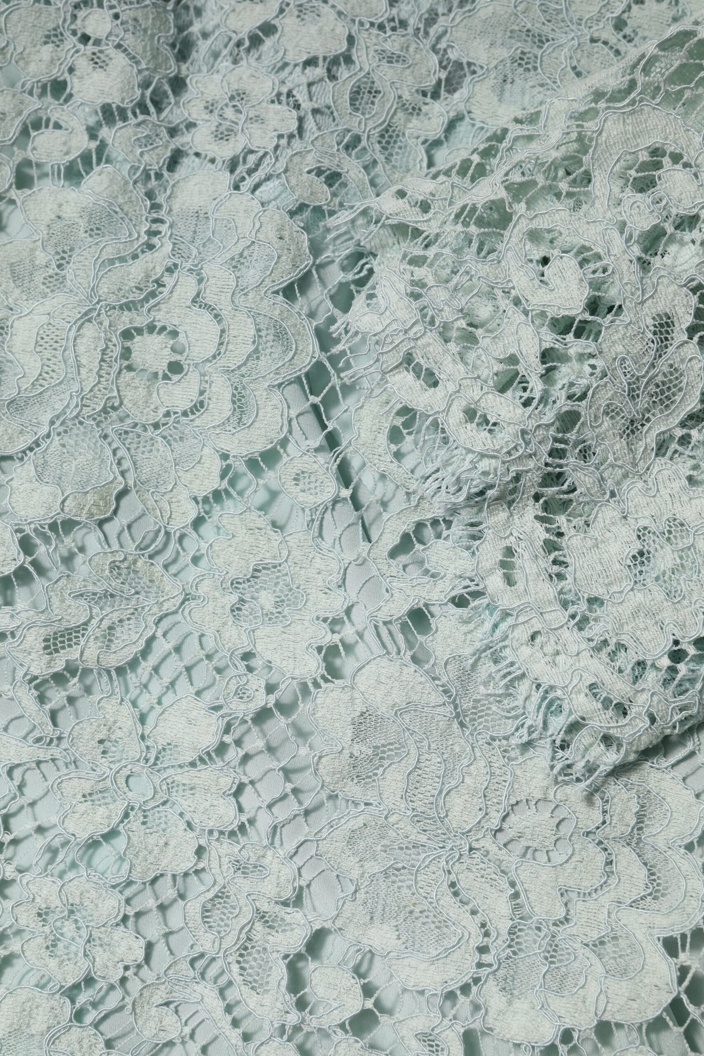 Blusa de algodón con encaje floral verde menta