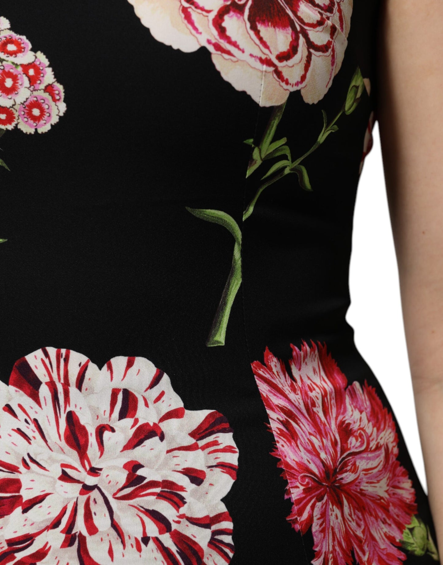 Blusa sin mangas con estampado floral negro
