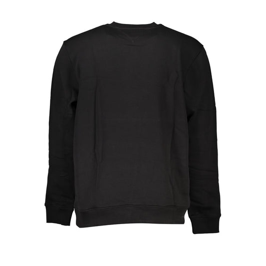 Sudadera elegante de algodón negro con cuello redondo