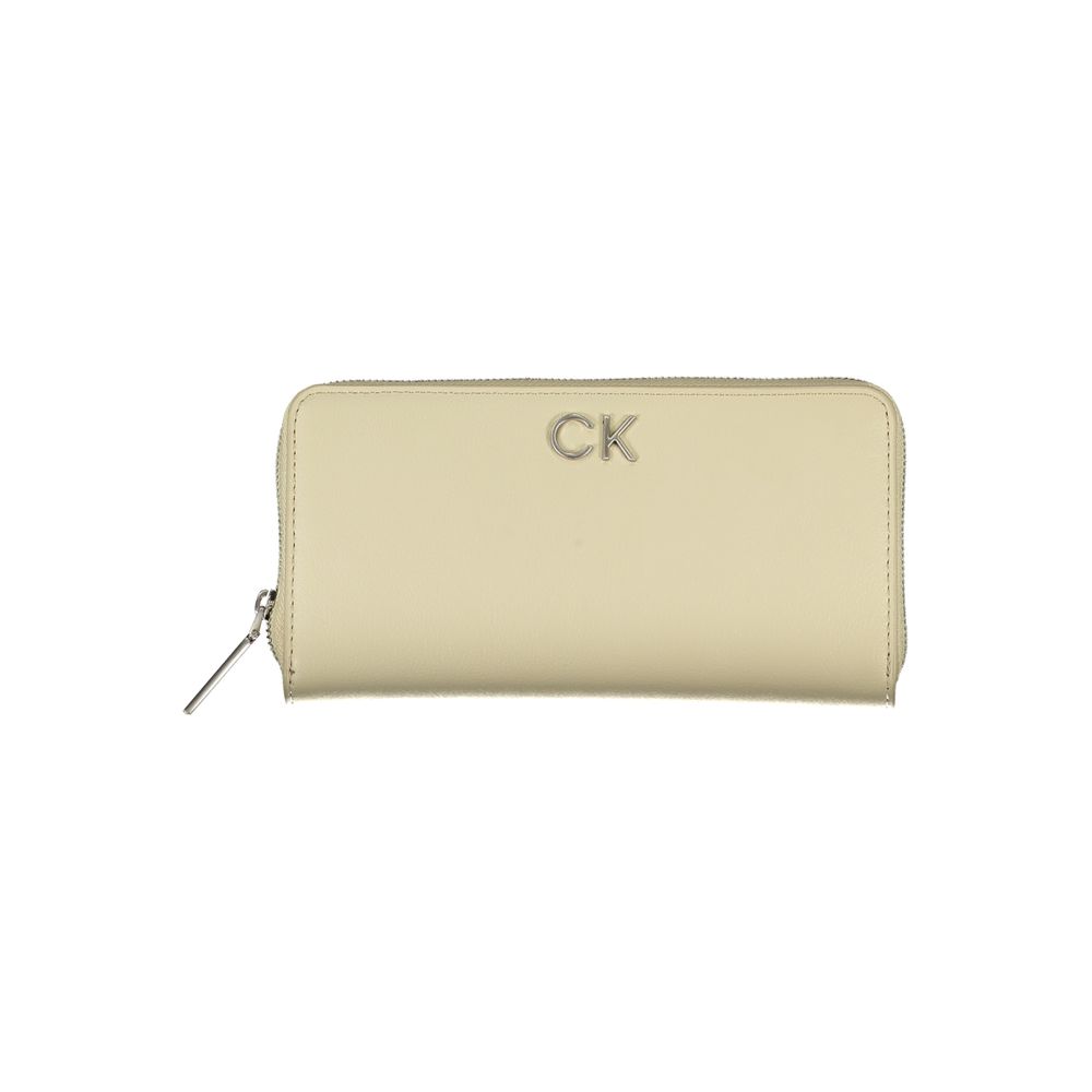Elegante cartera beige con cremallera y bloqueo RFID