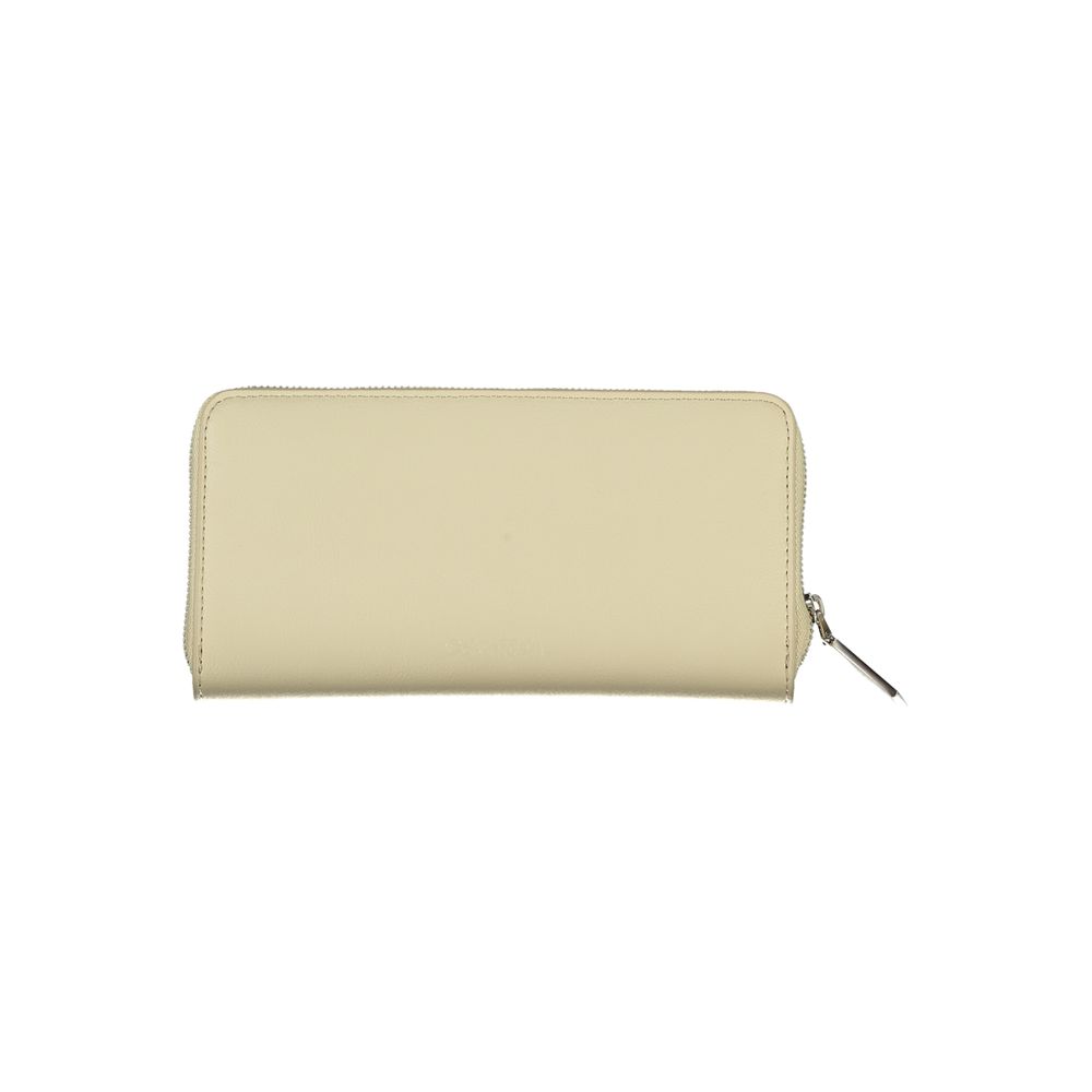 Elegante cartera beige con cremallera y bloqueo RFID