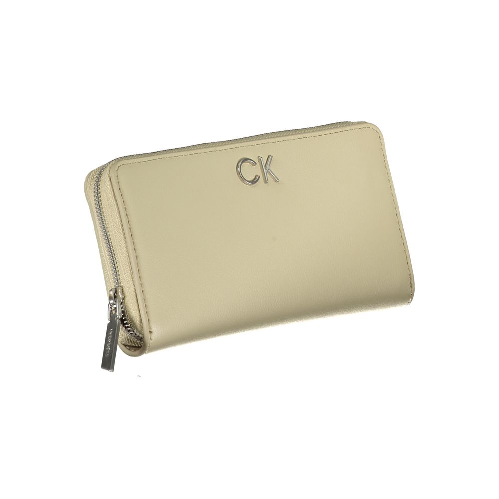 Elegante cartera beige con cremallera y bloqueo RFID