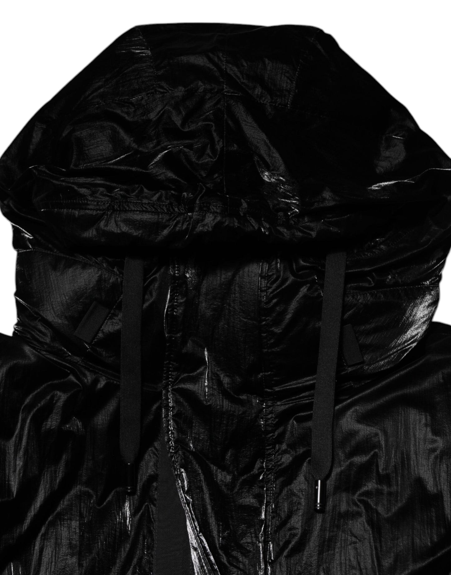 Chaqueta acolchada con capucha y cremallera completa con logotipo negro
