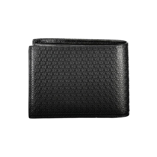 Elegante billetera plegable de cuero negro con bloqueo RFID