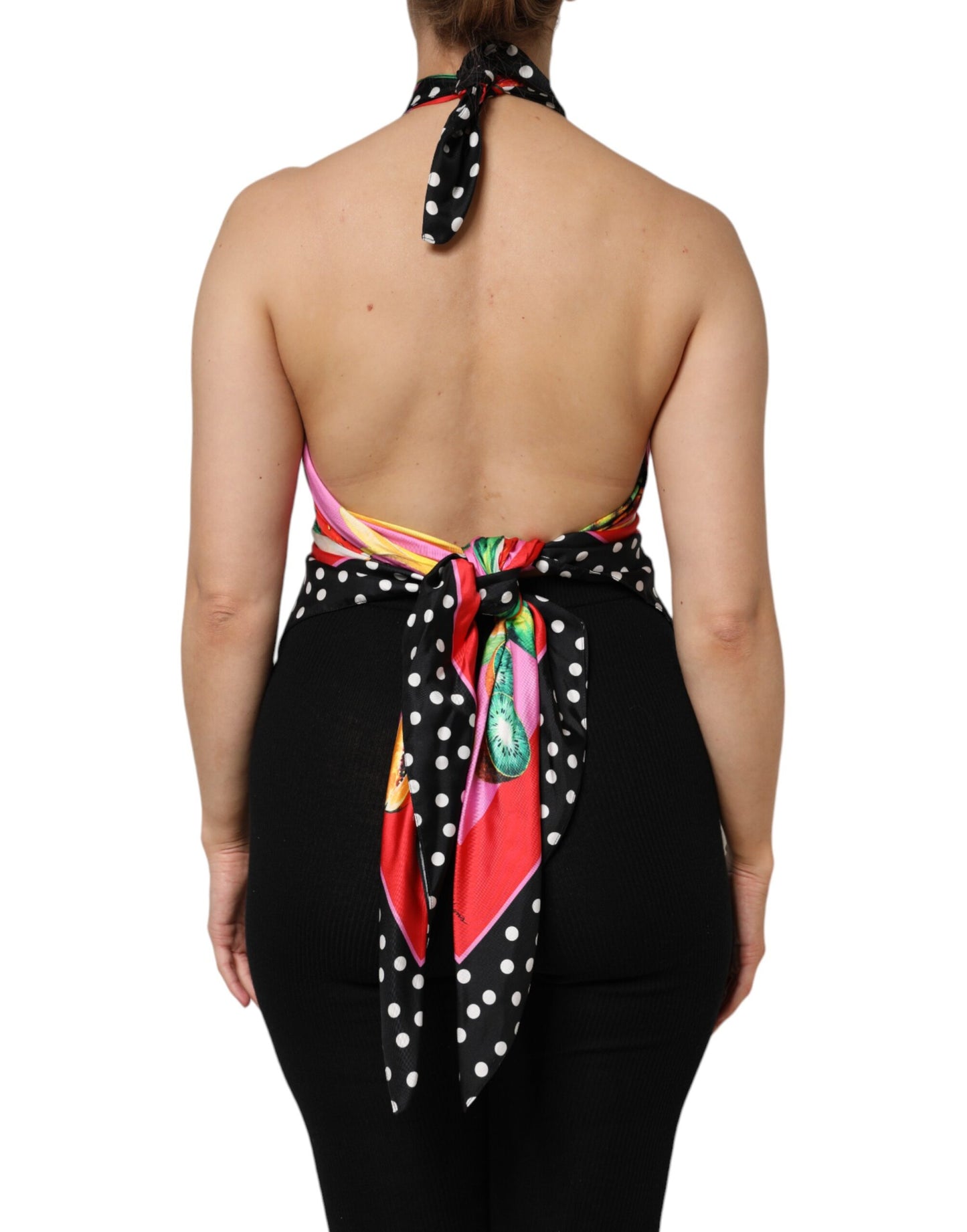 Top corto de fiesta de noche con cuello halter multicolor
