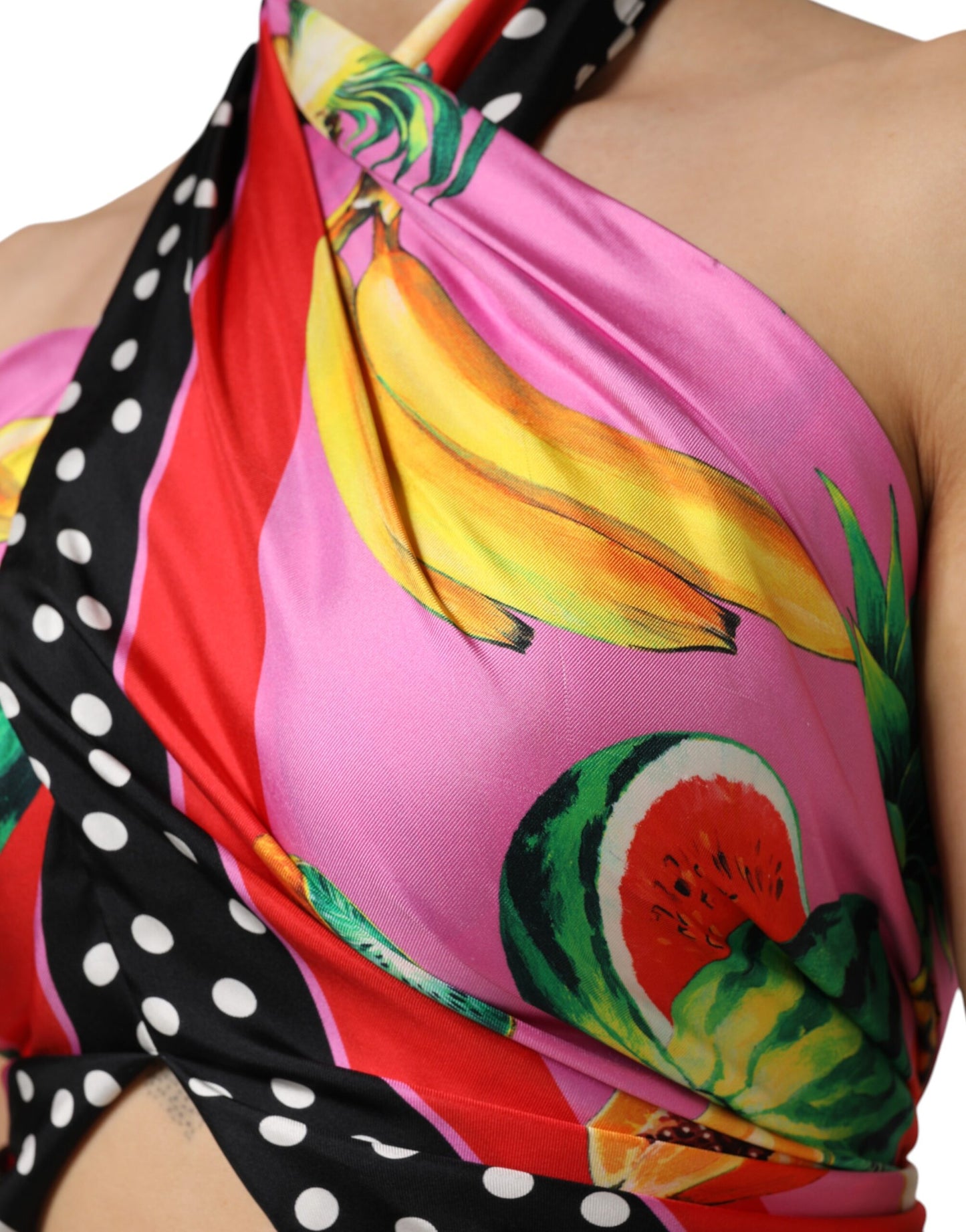 Top corto de fiesta de noche con cuello halter multicolor