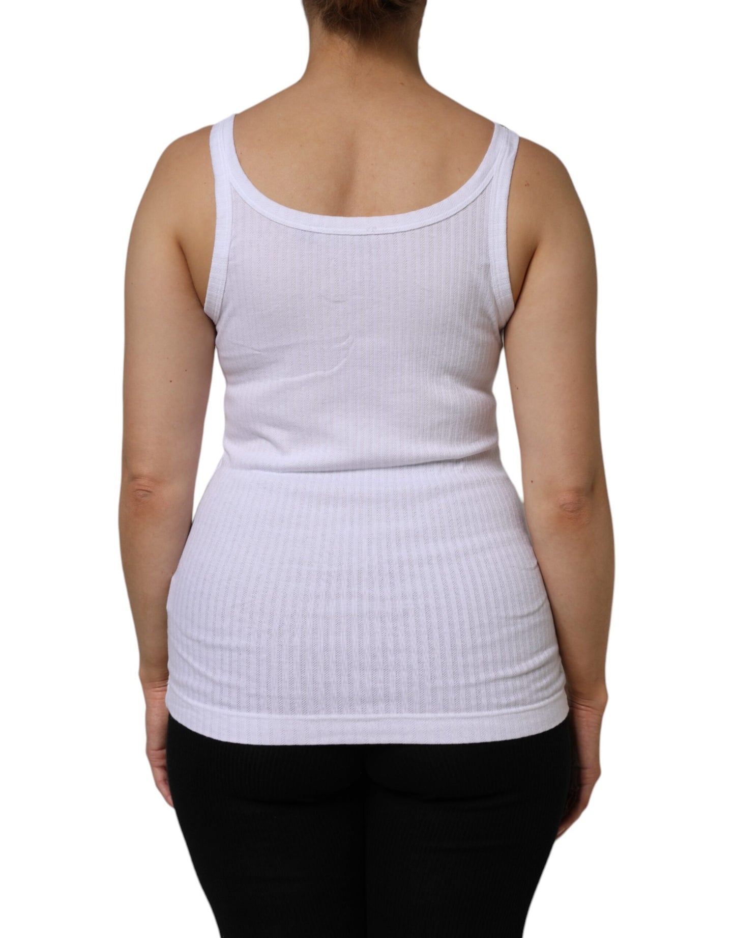 Camiseta sin mangas de algodón blanco con cuello redondo