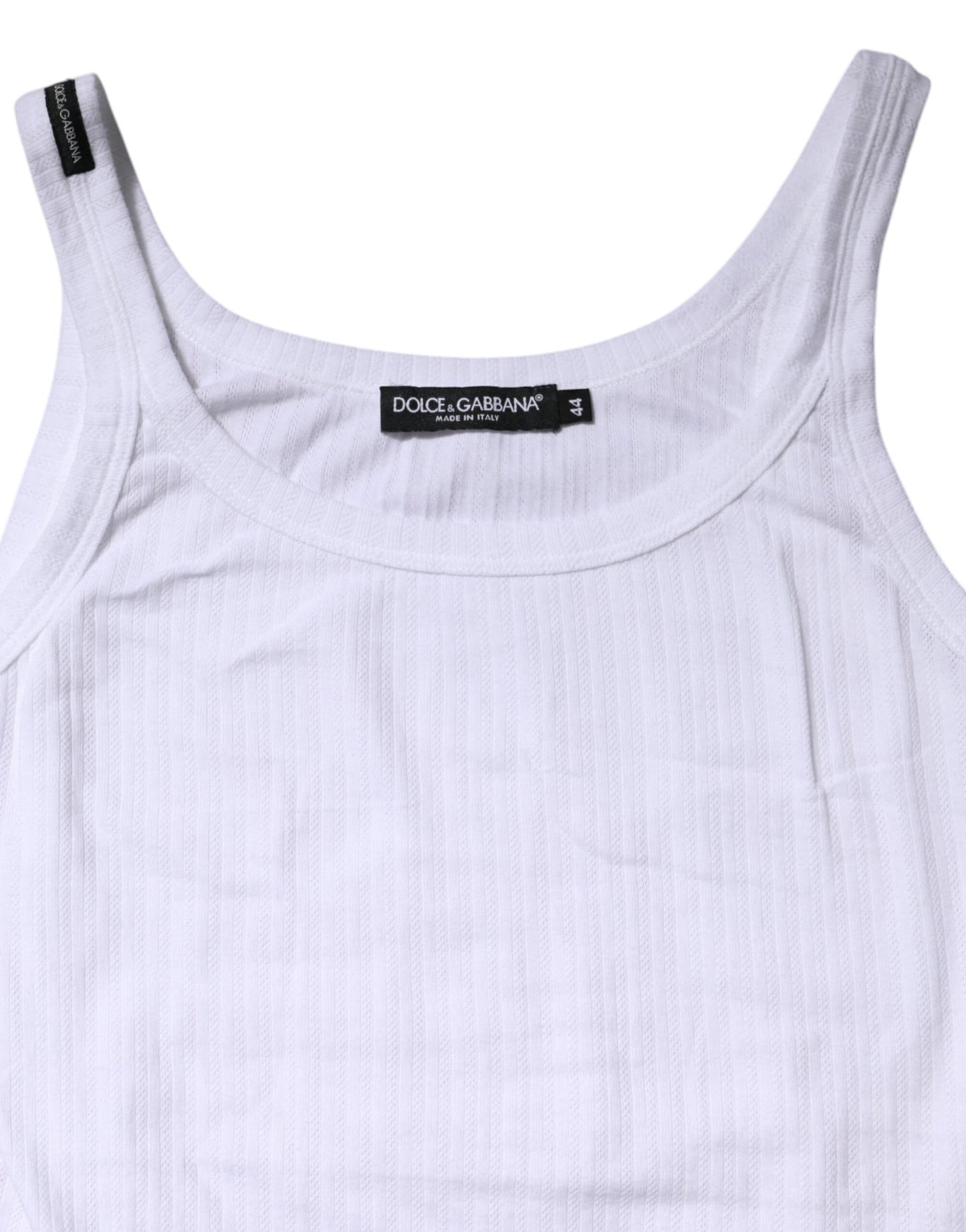 Camiseta sin mangas de algodón blanco con cuello redondo