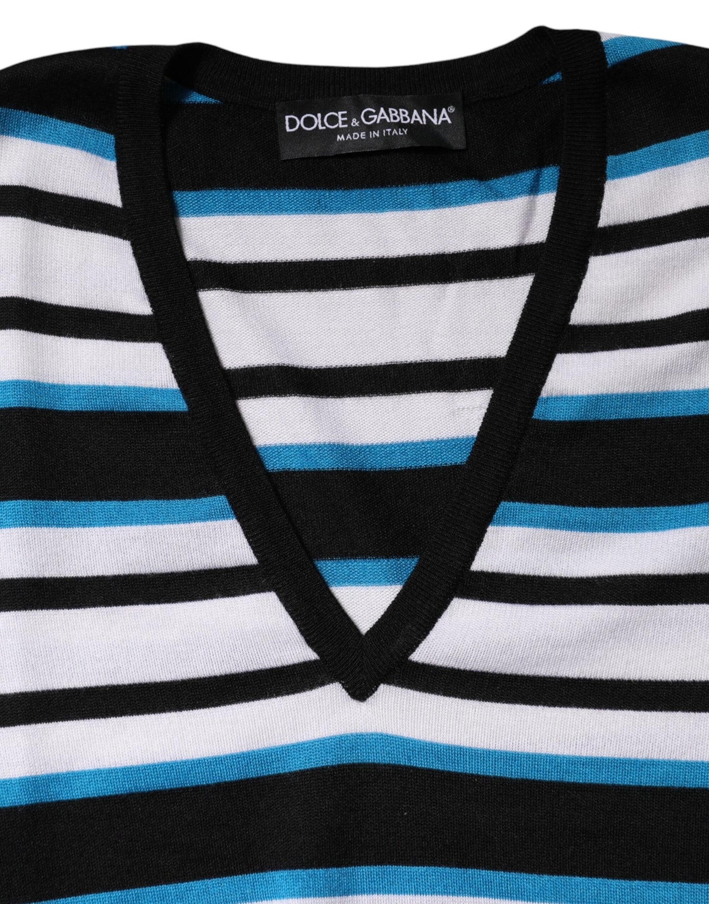 Top de manga larga con cuello en V y rayas multicolor
