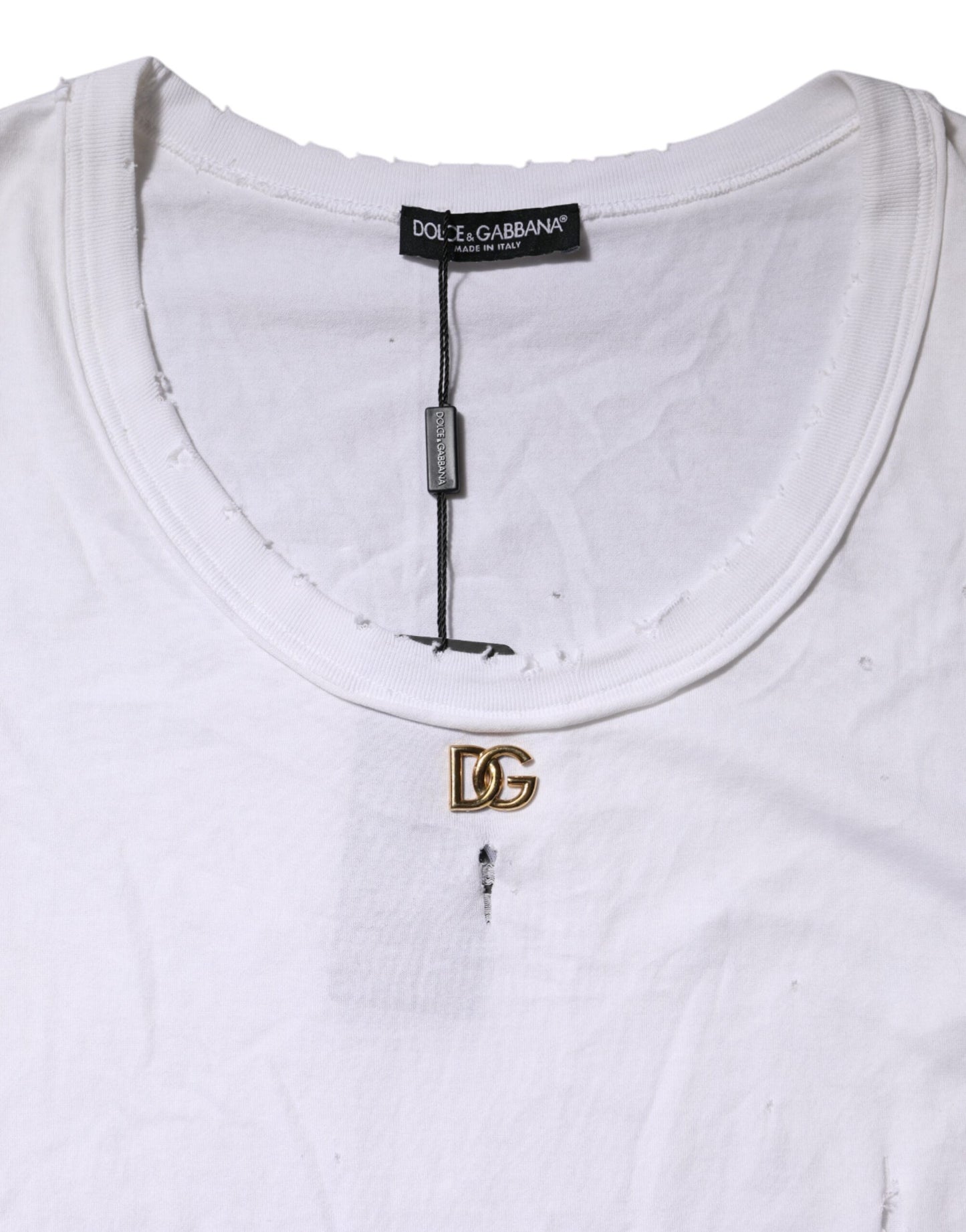 Camiseta sin mangas de algodón blanco con cuello redondo