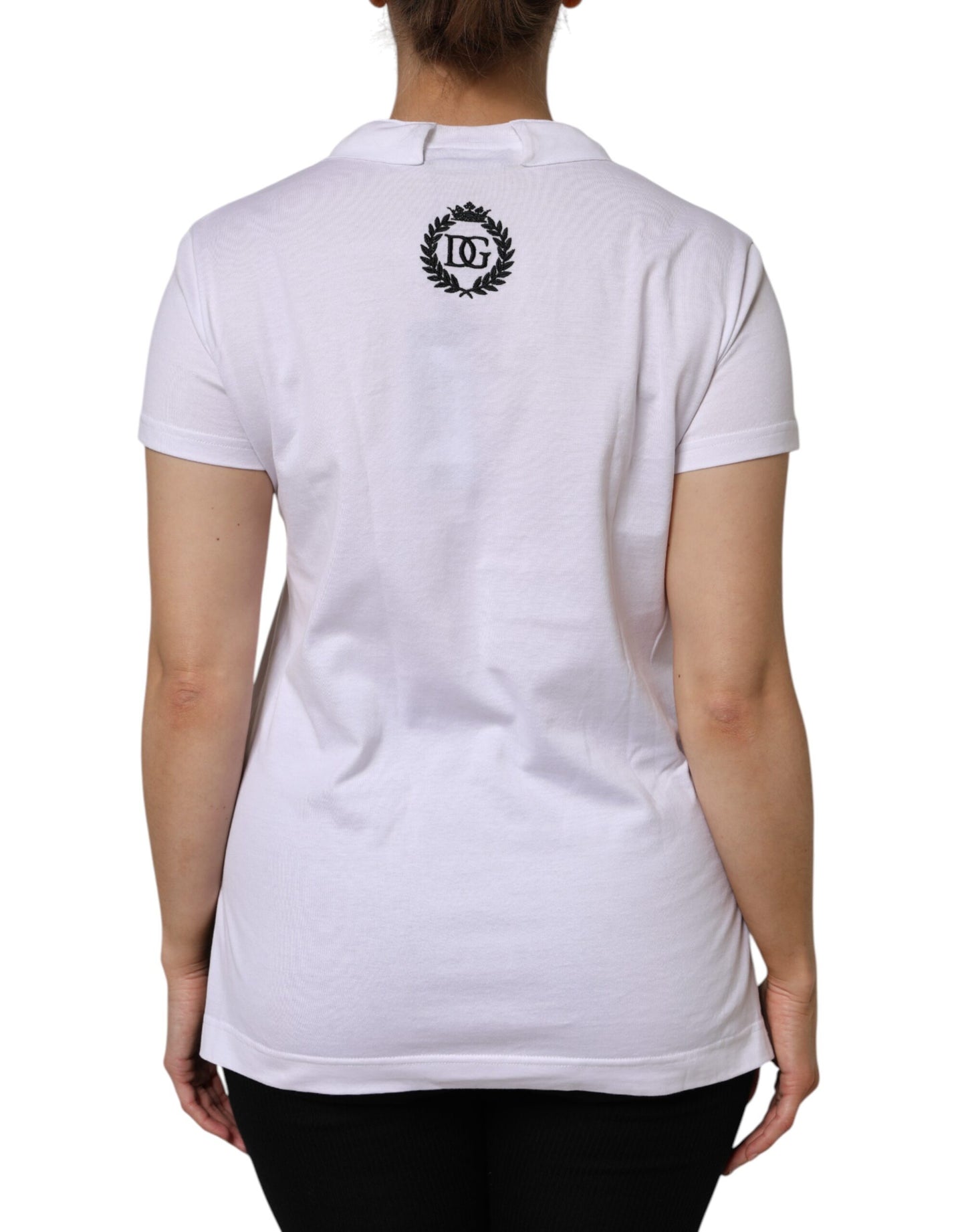 Camiseta blanca de algodón con cuello en V y manga corta
