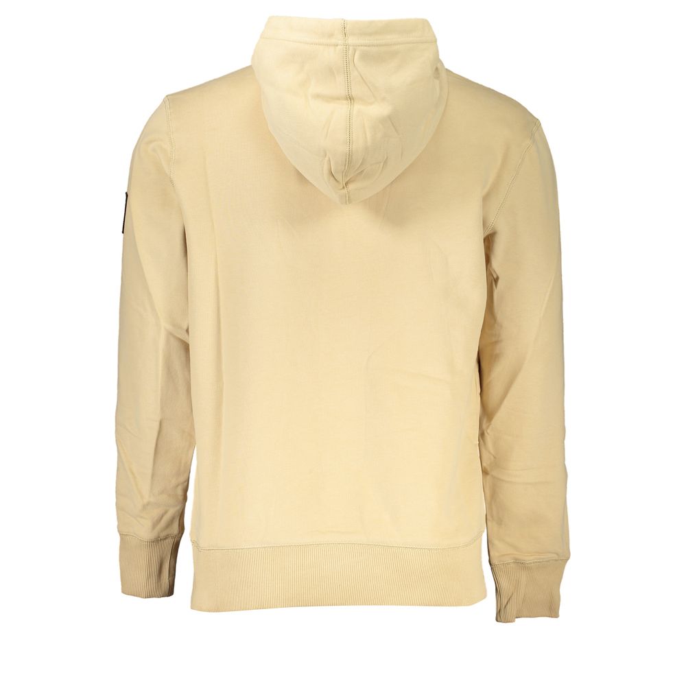 Sudadera con capucha de algodón cepillado beige con bolsillo central