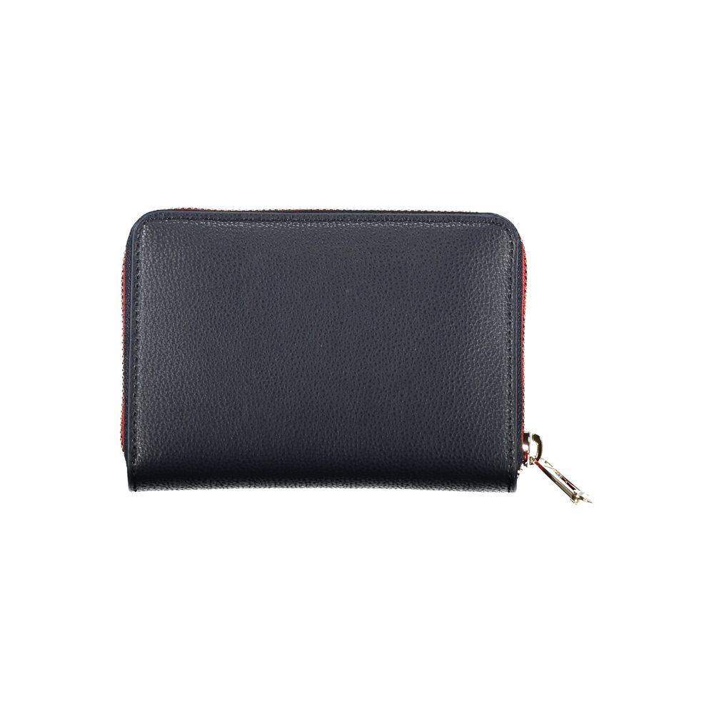 Elegante cartera multiusos azul con cierre de cremallera
