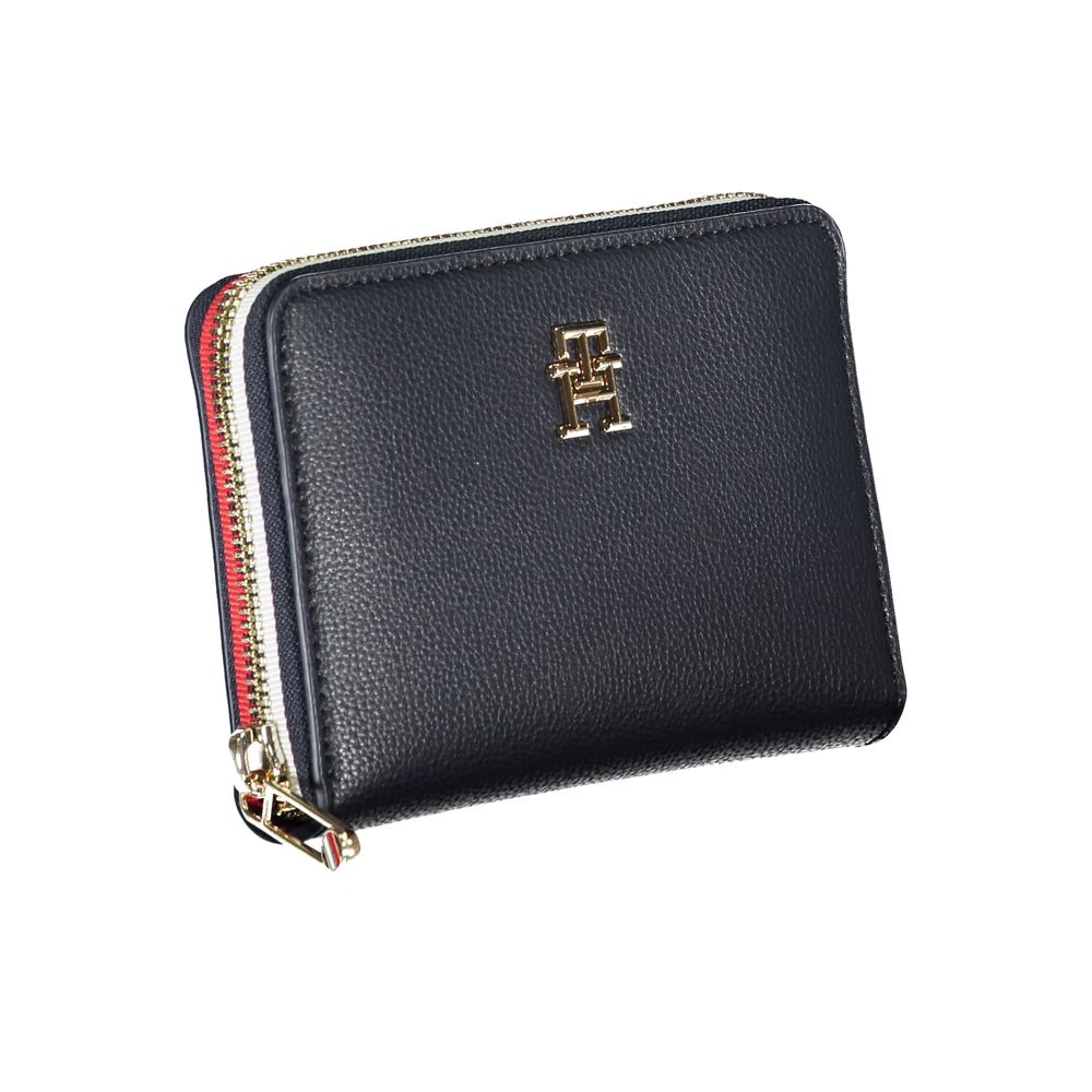 Elegante cartera multiusos azul con cierre de cremallera