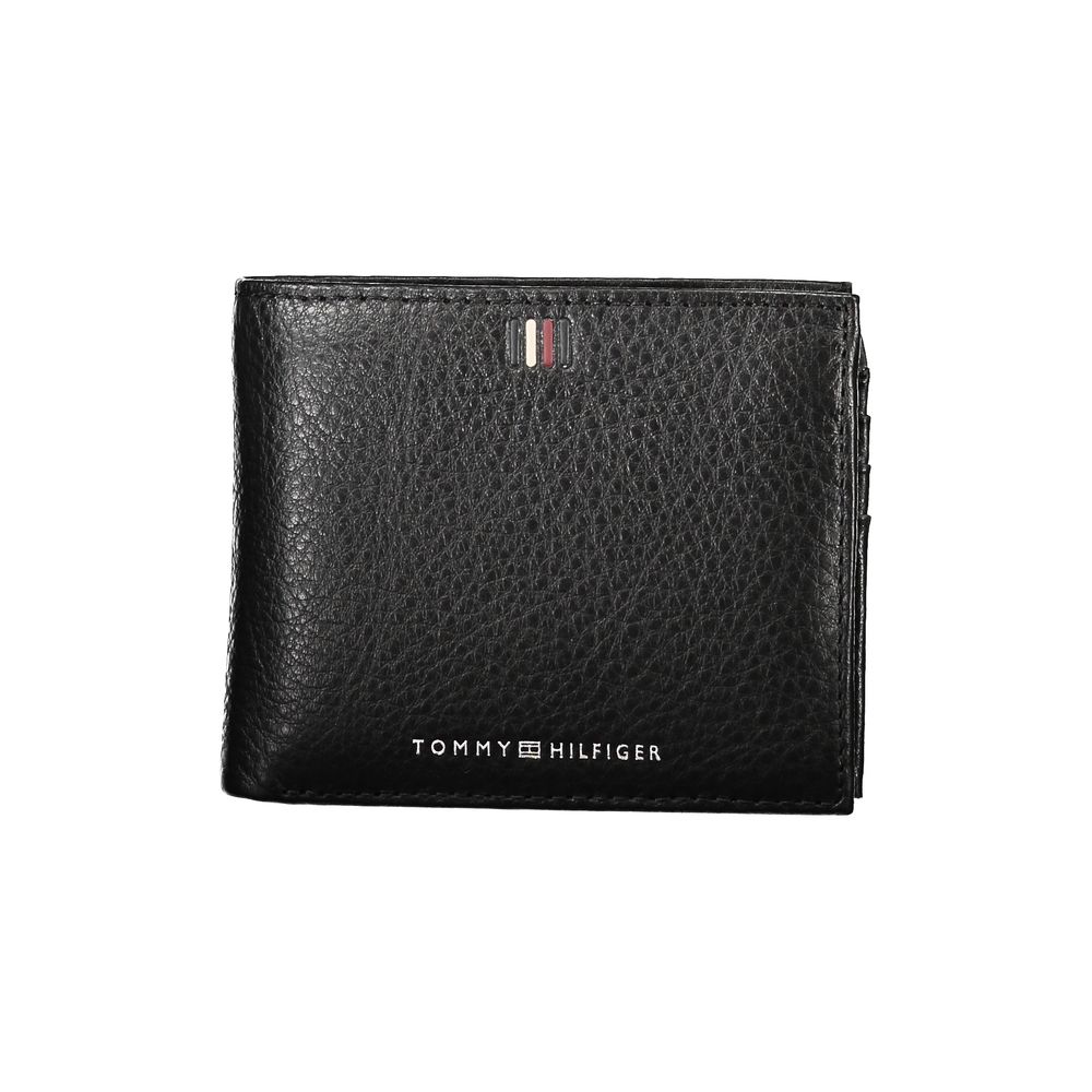 Portefeuille élégant en cuir noir avec grand espace de rangement