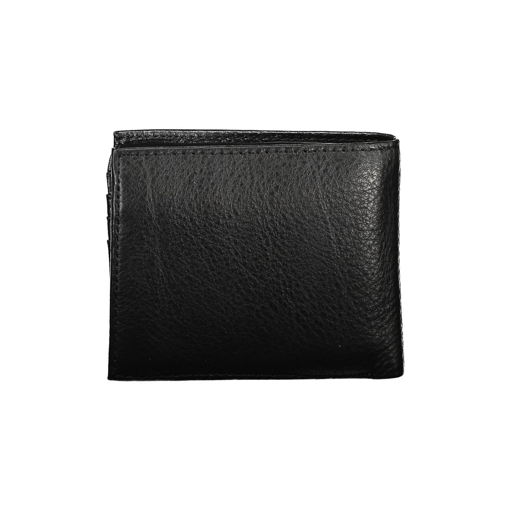 Portefeuille élégant en cuir noir avec grand espace de rangement