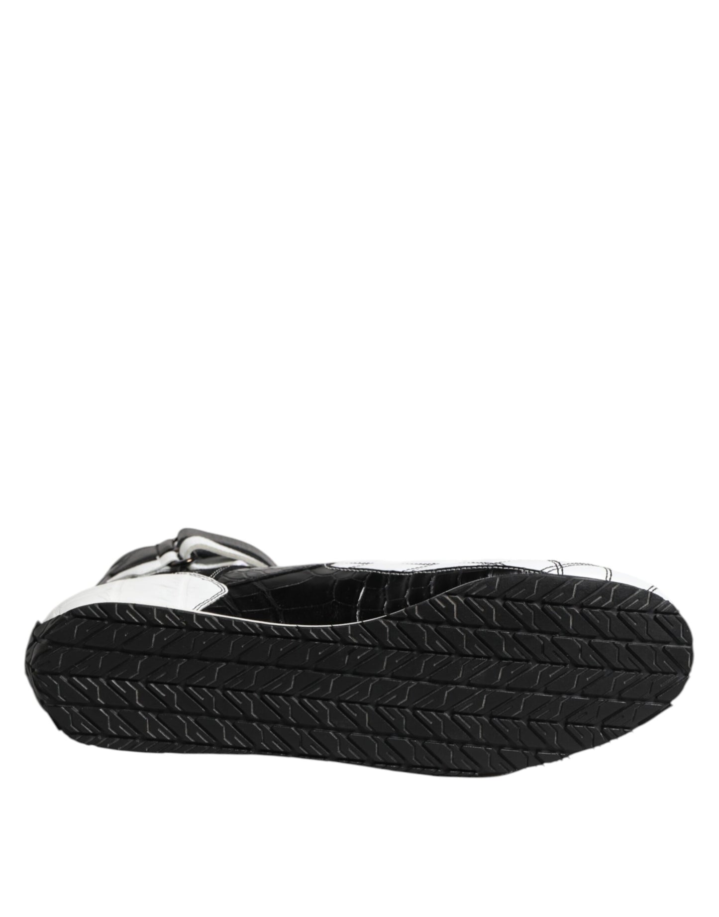 Baskets montantes en cuir noir et blanc