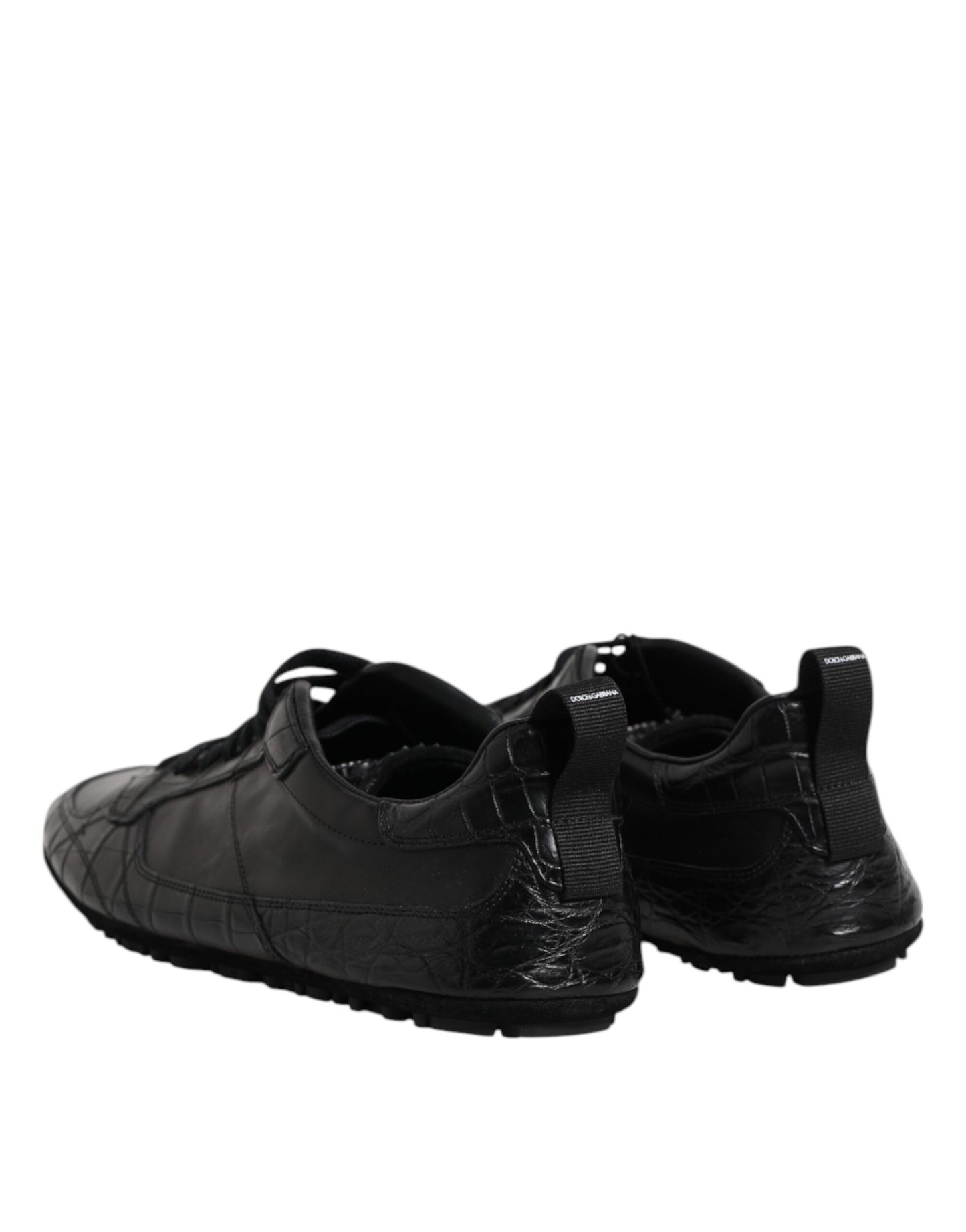 Baskets basses en cuir exotique noir