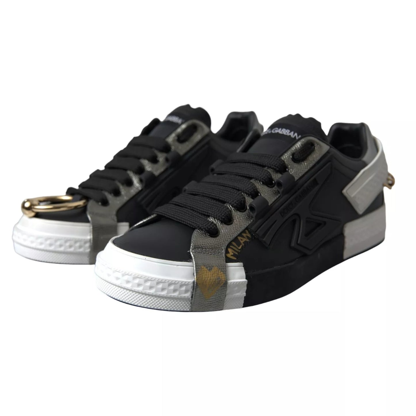 Zapatillas bajas de cuero negro Portofino Shoes