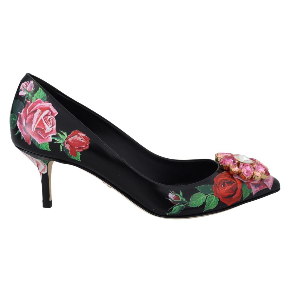 Zapatos de tacón de cuero negro