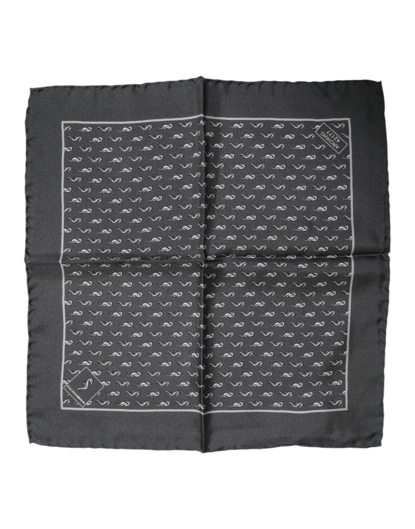 Foulard carré en soie imprimé poisson noir pour homme