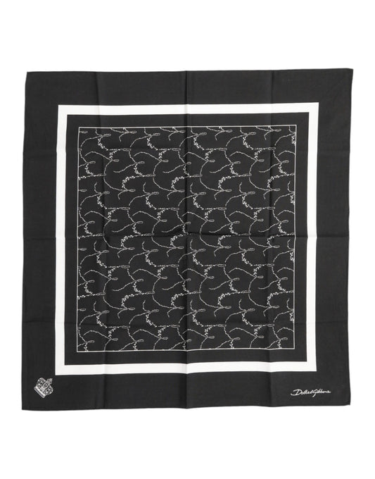 Foulard carré imprimé noir et blanc pour homme