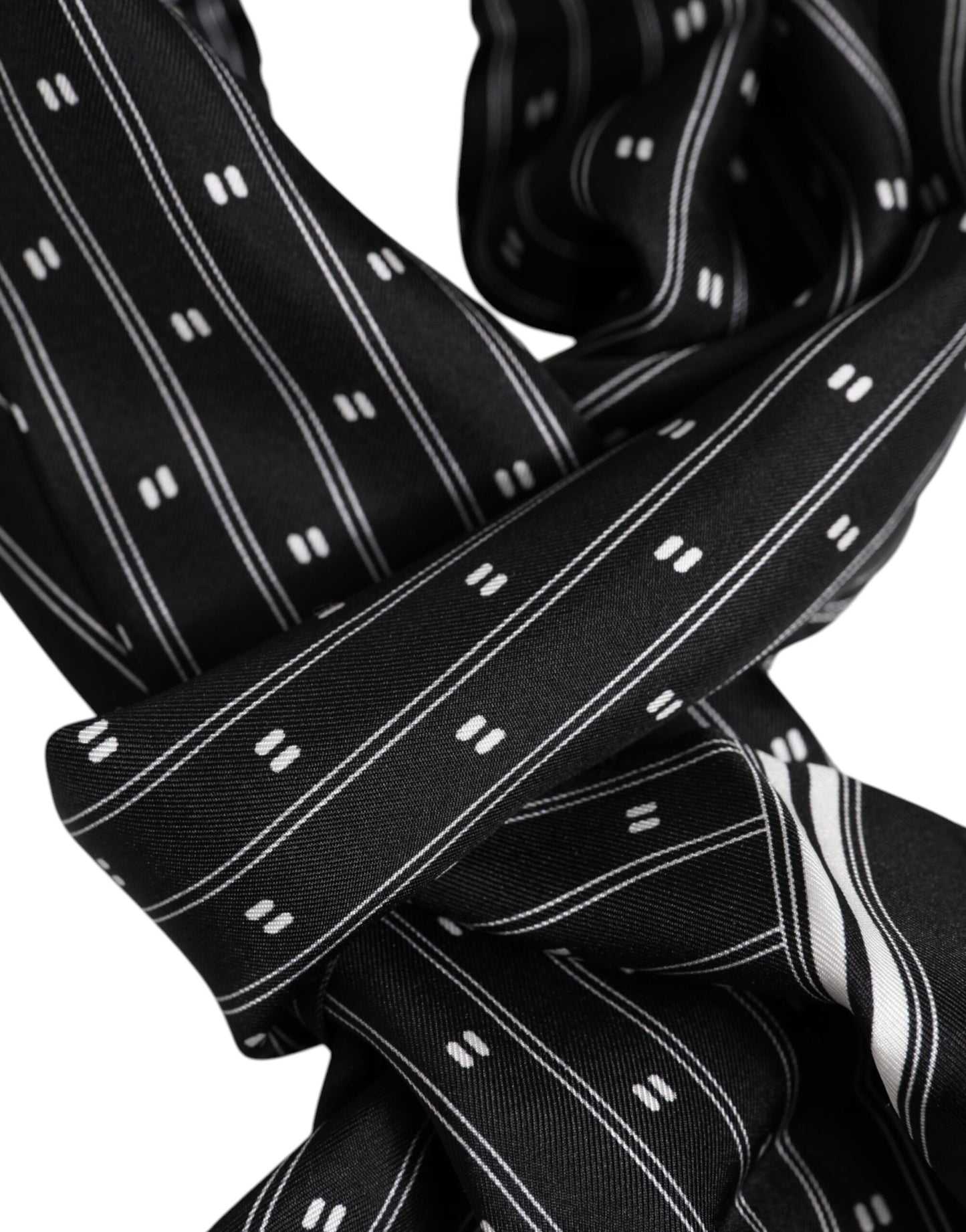 Foulard homme en soie noire à franges imprimées