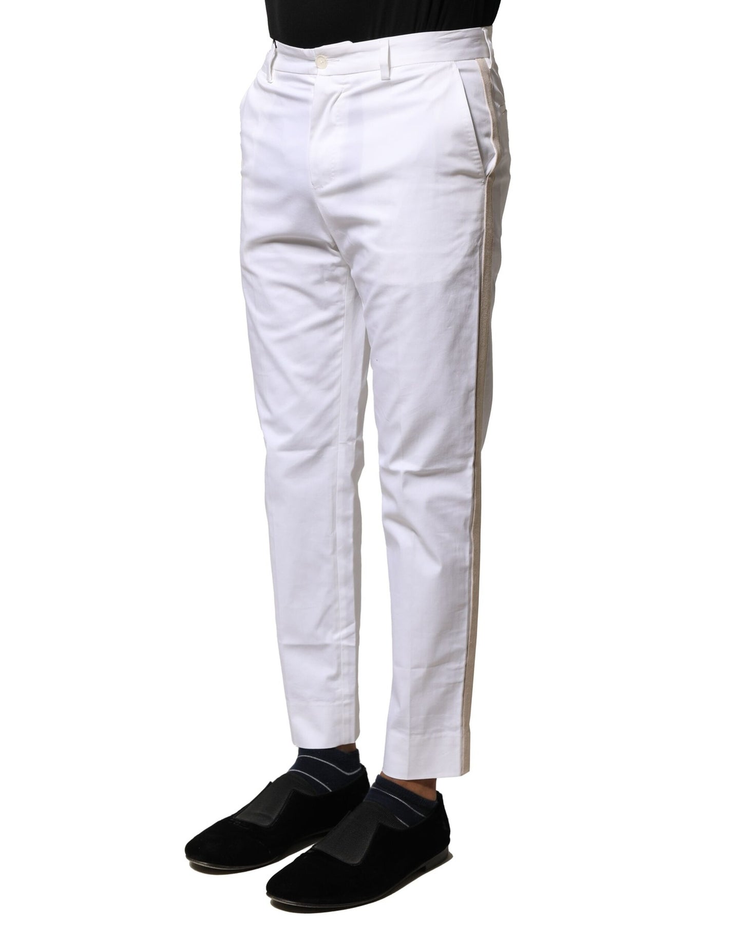 Pantalones rectos de algodón blanco con logo para hombre