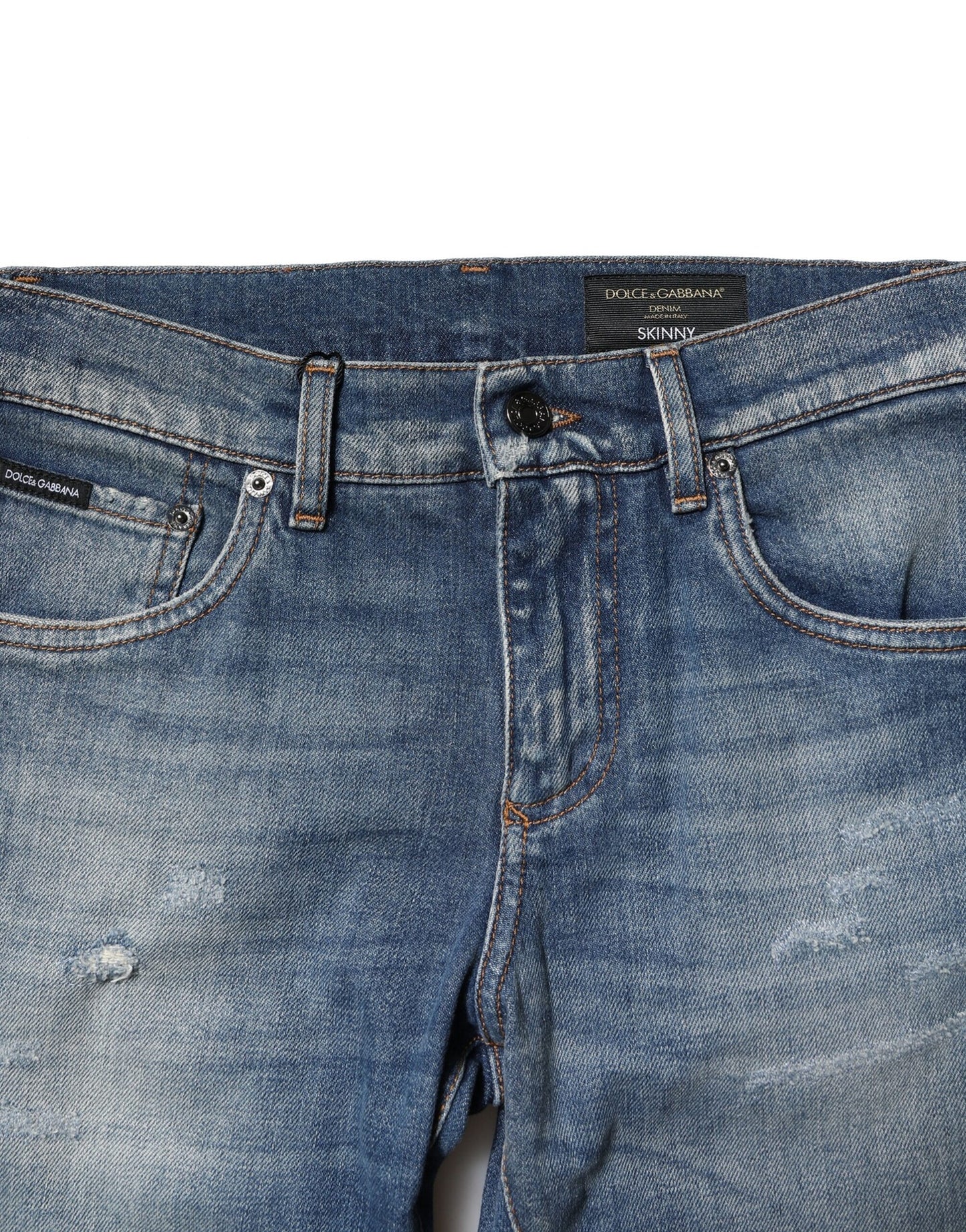 Vaqueros ajustados de algodón lavado azul para hombre