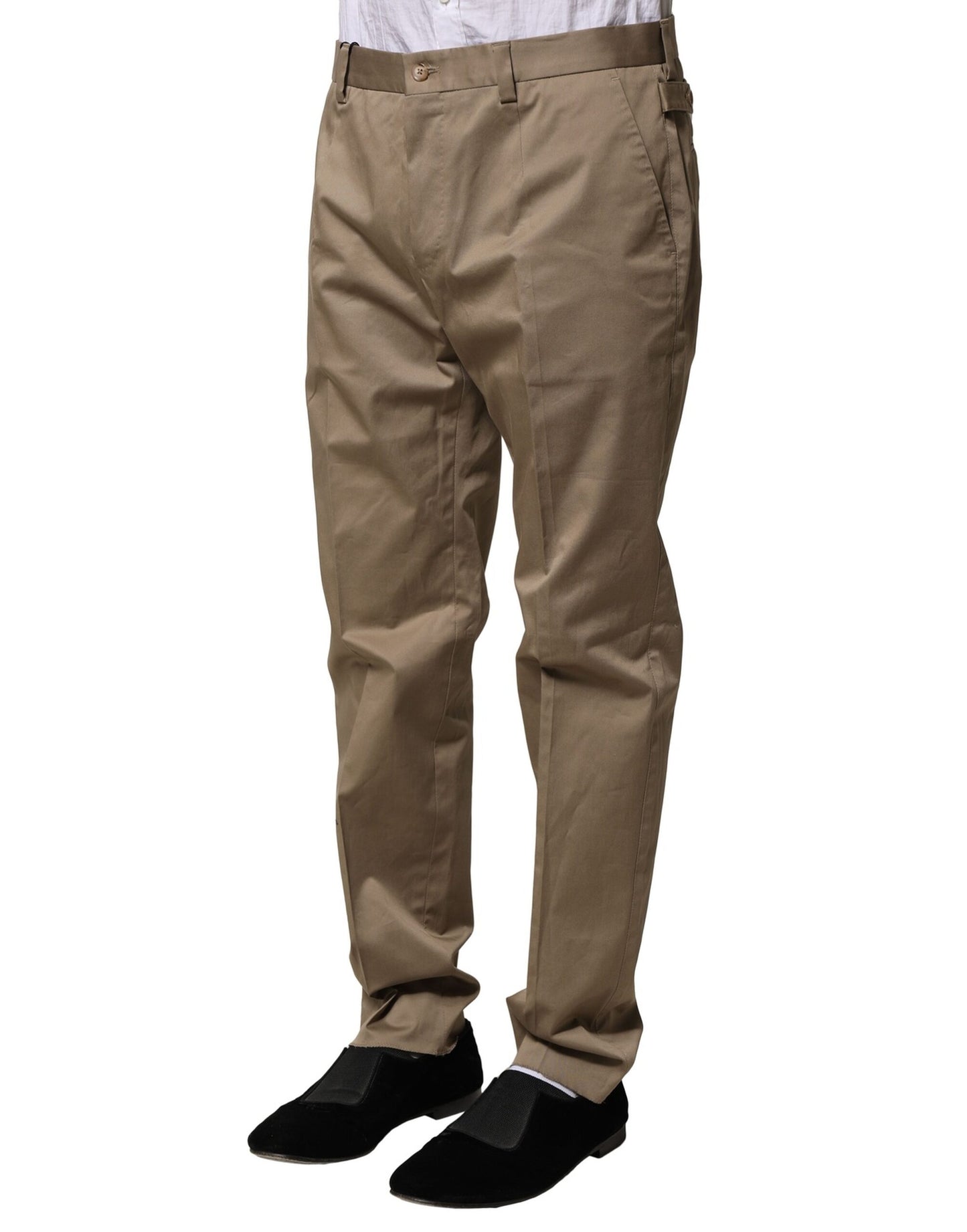 Pantalones formales cónicos de algodón marrón para hombre