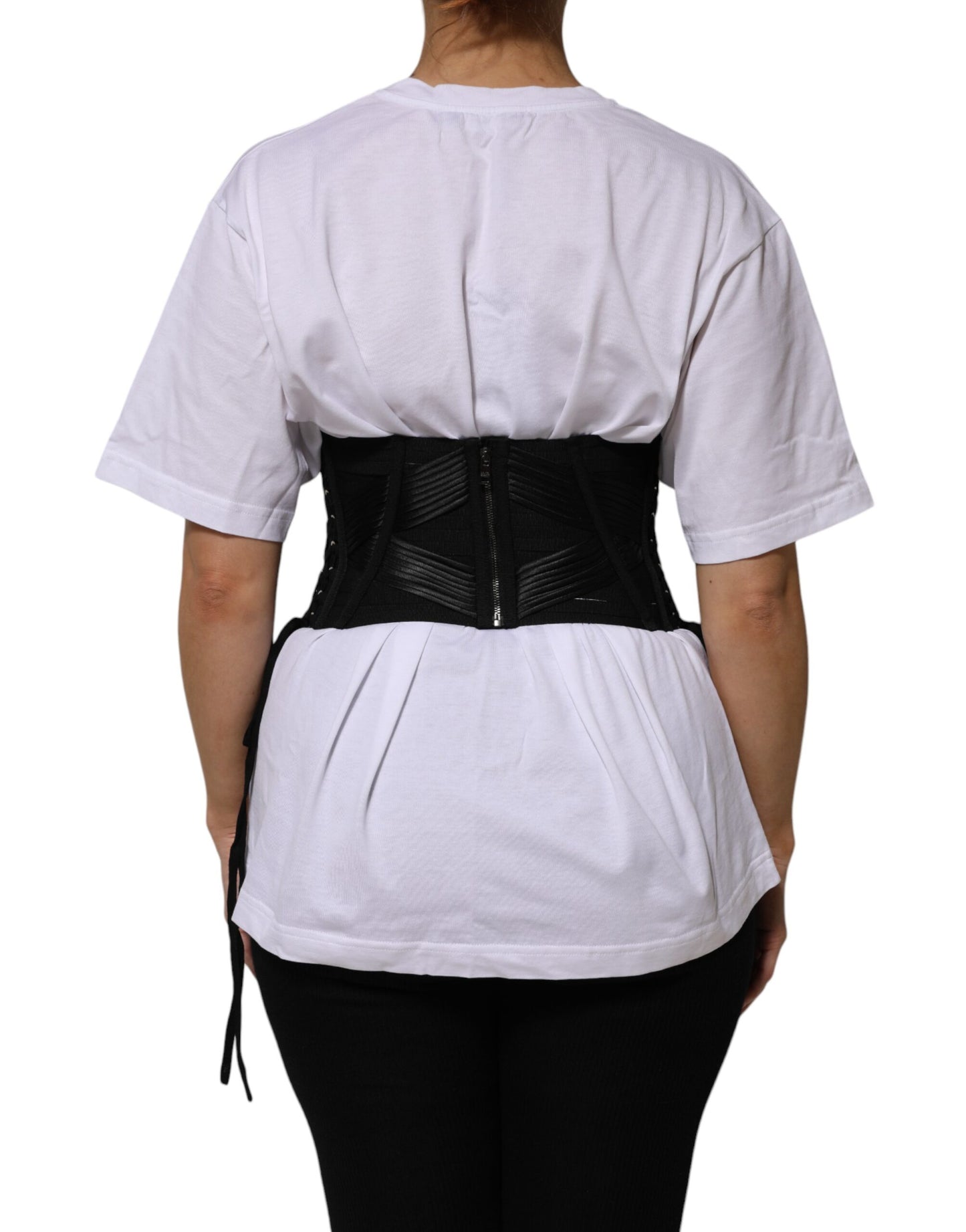Ceinture corset à lacets en coton noir