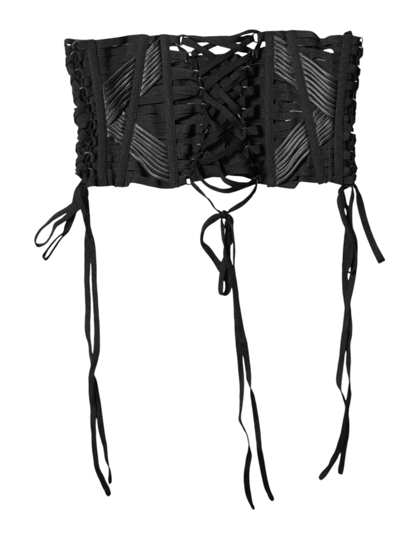 Ceinture corset à lacets en coton noir