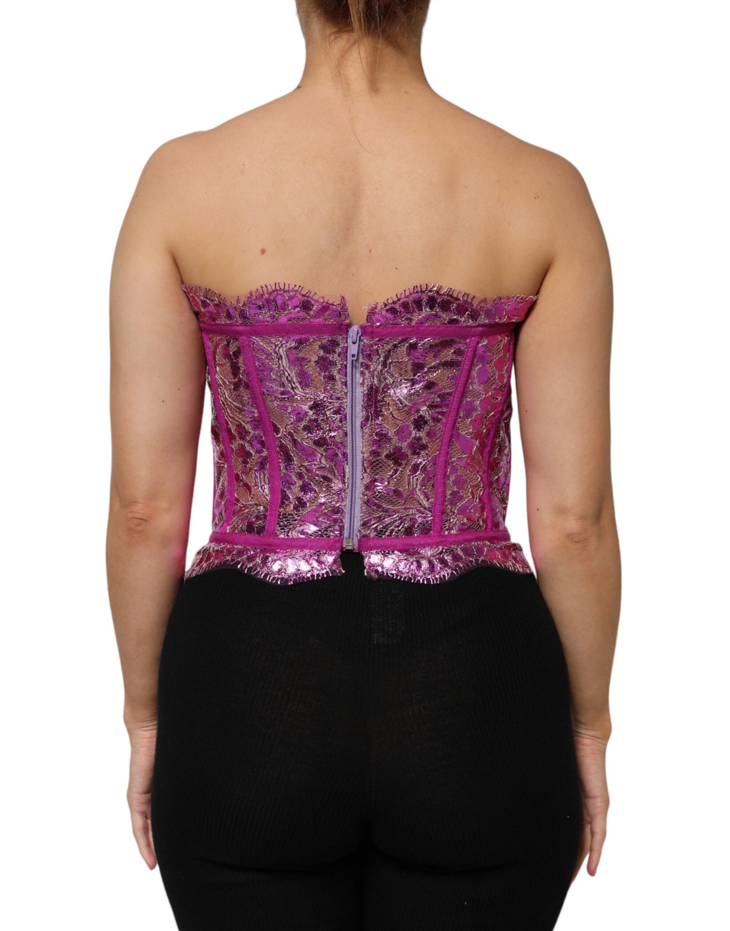 Blusa corsé sin mangas con bustier rosa