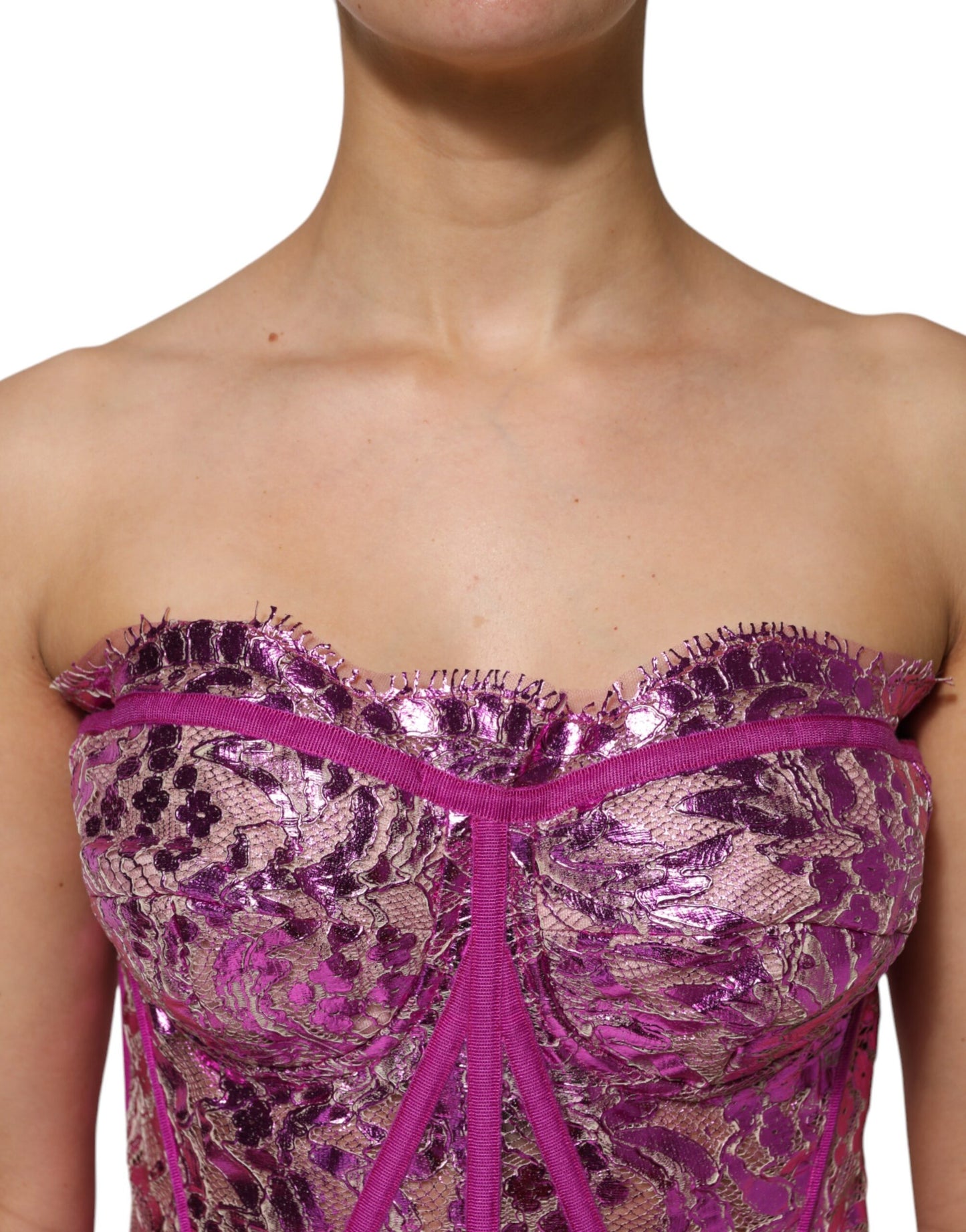 Blusa corsé sin mangas con bustier rosa