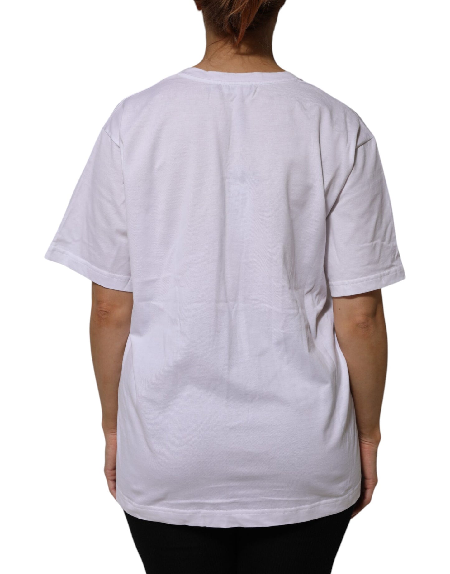 Camiseta blanca de algodón de manga corta con cuello en V